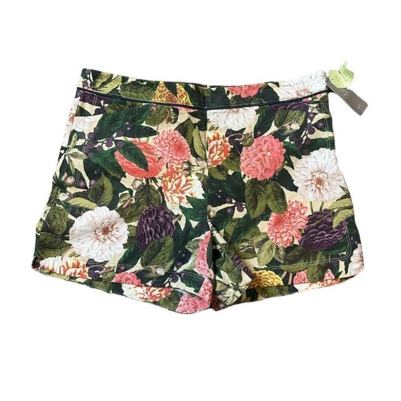Anthropologie Elevenses Green Ranunculus Bloom Floral Shorts Size 12 NWT - Picture 3 of 12